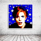 David Bowie Starman Pop Art Poster in lijst - 90 x 90 cm en 2 cm dik - Fotopapier Mat 180 gr Framed - Popart Wanddecoratie inclusief lijst