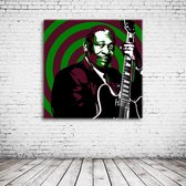 BB King Pop Art Canvas - 100 x 100 cm - Canvasprint - Op dennenhouten kader - Geprint Schilderij - Popart Wanddecoratie