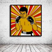 Pop Art Muhammad Ali Poster in lijst - 90 x 90 cm en 2 cm dik - Fotopapier Mat 180 gr Framed - Popart Wanddecoratie inclusief lijst