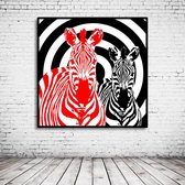 Wall Art Zebra's Poster in lijst - 90 x 90 cm en 2 cm dik - Fotopapier Mat 180 gr Framed - Popart Wanddecoratie inclusief lijst