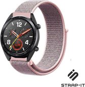 Nylon Smartwatch bandje - Geschikt voor  Huawei Watch GT / GT 2 nylon bandje - pink sand - 42mm - Strap-it Horlogeband / Polsband / Armband