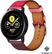Leer Smartwatch bandje - Geschikt voor  Samsung Galaxy Watch leren band 41mm / 42mm - knalroze/roodbruin - Strap-it Horlogeband / Polsband / Armband