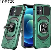 10 PCS Union Armor Magnetische PC + TPU Schokbestendige Case met 360 Graden Rotatie Ring Houder Voor iPhone 12/12 Pro (Dark Night Green)