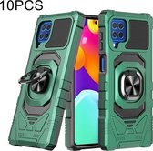 Voor Samsung Galaxy M62/F62 10 PCS Union Armor Magnetische PC + TPU Shockproof Case met 360 Graden Rotatie Ring Houder (Dark Night Green)