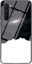 Voor OnePlus Nord Sterrenhemel Geschilderd Gehard Glas TPU Schokbestendige Beschermhoes (Kosmische Sterrenhemel)