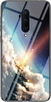 Voor OnePlus 7T Pro Sterrenhemel Geschilderd Gehard Glas TPU Schokbestendig Beschermhoes (Bright Stars)