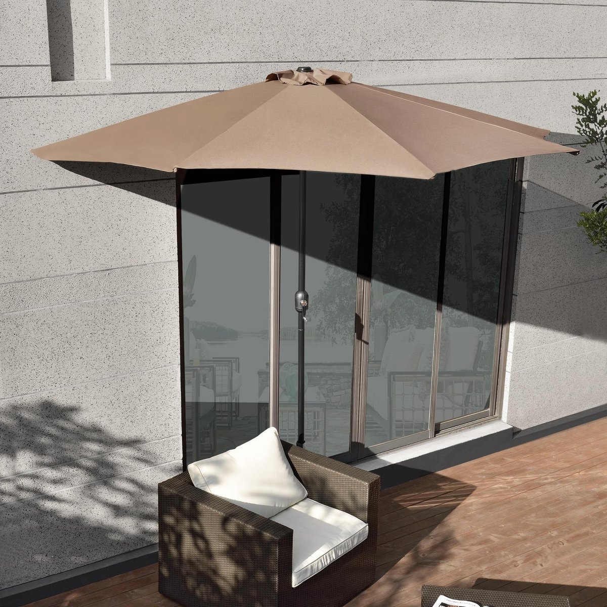 Parasol Halfrond Rood 2,7m Balkon Terras UV 50