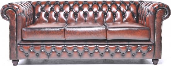 Canapé Chesterfield en Cuir' Original | 3 places | Brun antique | Garantie de 12 ans