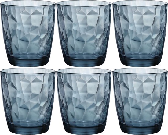 12x Stuks tumbler waterglazen/sapglazen blauw 390 ml - Glazen / drinkglazen