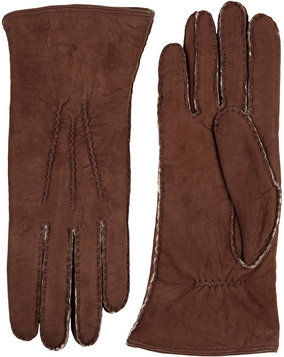 Laimböck Molde - Texelse curly lammy dames handschoenen Color: Havana, Size: 7