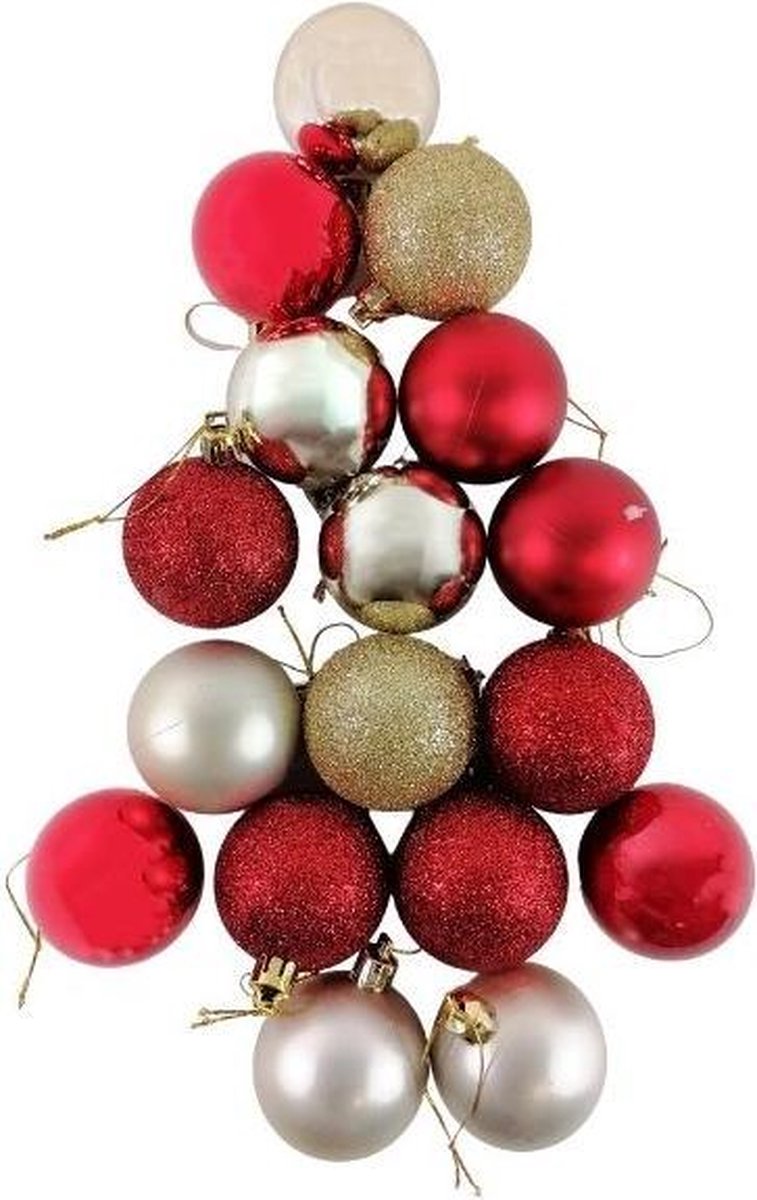 Kerstballen 17 st GOUD / ROOD Ø5cm - Plastic - Rood - Or / Rouge - SILUMEN