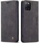 Retro Wallet Slim Case - Telefoonhoesje - Portemonnee Hoesje voor Samsung Galaxy A31 - Zwart