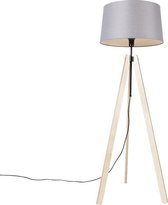 QAZQA telu - Moderne Tripod | driepoot vloerlamp | Staande Lamp - 1 lichts - H 161 cm - Grijs -  Woonkamer | Slaapkamer