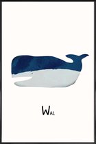 JUNIQE - Poster in kunststof lijst Wal -20x30 /Blauw