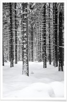 JUNIQE - Poster Deep Dark White Forest -20x30 /Grijs & Wit