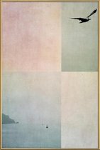 JUNIQE - Poster met kunststof lijst Fly Away -30x45 /Blauw & Groen