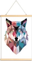 JUNIQE - Posterhanger Geo Wolf -20x30 /Blauw & Roze