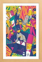 JUNIQE - Poster met houten lijst Batman -13x18 /Oranje & Roze