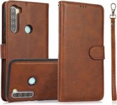 Voor Xiaomi Redmi Note 8 Kalf Textuur 2 in 1 Afneembare Magnetische Achterkant Horizontale Flip Lederen Case met Houder & Kaartsleuven & Portemonnee & Fotolijst (Bruin)