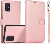 Voor Samsung Galaxy A51 5G Kalf Textuur 2 in 1 Afneembare Magnetische Achterkant Horizontale Flip Lederen Case met Houder & Kaartsleuven & Portemonnee & Fotolijst (Rose Goud)