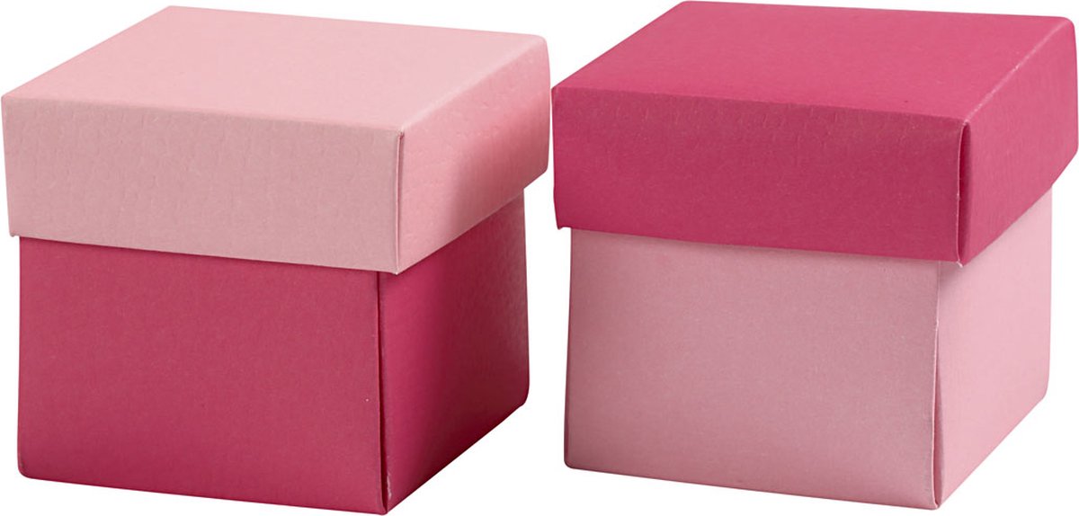 Vouwdoos, afm 5,5x5,5 cm, 250 gr, roze, 10 stuk/ 1 doos