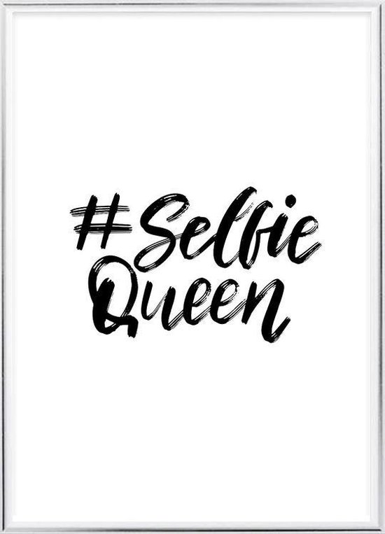 Poster Met Metaal Zilveren Lijst - Selfie Queen Poster