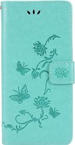 Shop4 - Samsung Galaxy M12 Hoesje - Wallet Case Vlinder Patroon Groen