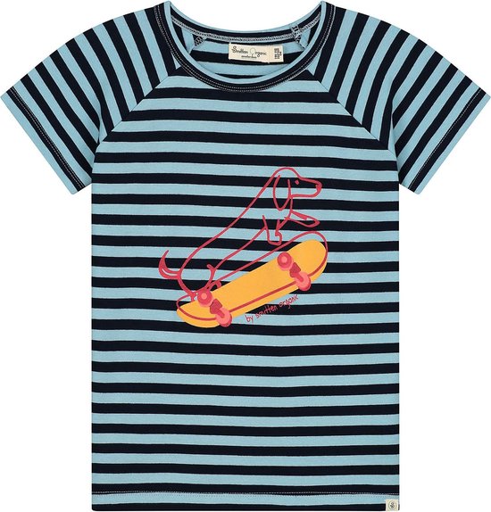 Smitten Organic - T-shirt à manches courtes teint en fil avec imprimé teckel sur skateboard