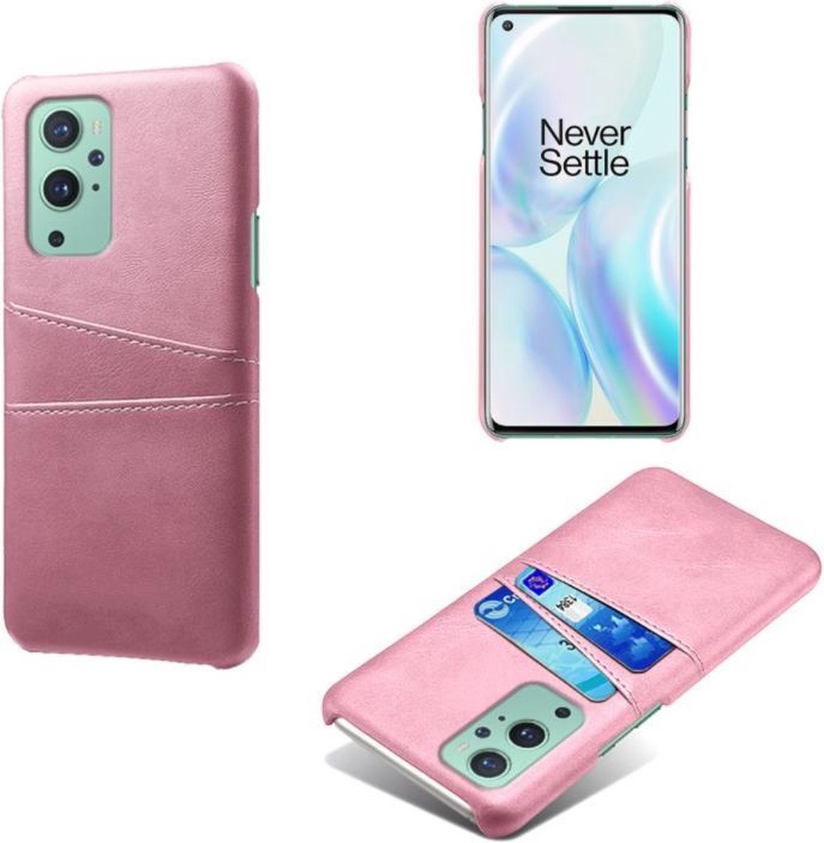 Back Cover met Opbergvakjes + PMMA Screenprotector voor OnePlus 9 _ Roze Goud