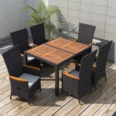 Medina 7-delige Tuinset poly rattan acaciahout zwart