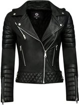 GILL'S STILETTO BLACK - Dames Leren Jas - Biker Jack - 100% Lamsleer - Zwart