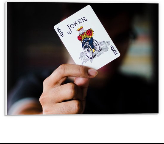 Forex - Joker Kaart in Handen - 40x30cm Foto op Forex