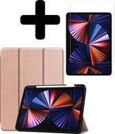 iPad Pro 2021 11 inch Hoes Book Case Cover Met Screenprotector En Pencil Houder - Rosé Goud