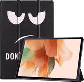 Case2go - Tablet Hoes geschikt voor Samsung Galaxy Tab S7 FE - 12.4 inch - Auto/Wake-Functie - Tri-Fold Book Case - Don't Touch Me