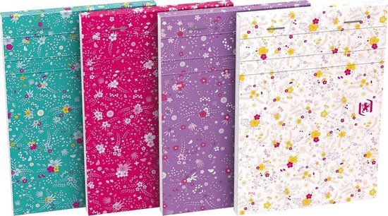 Foto: Oxford floral softcover notitieblok ft a6 80 vel gelijnd 4 geassorteerde designs