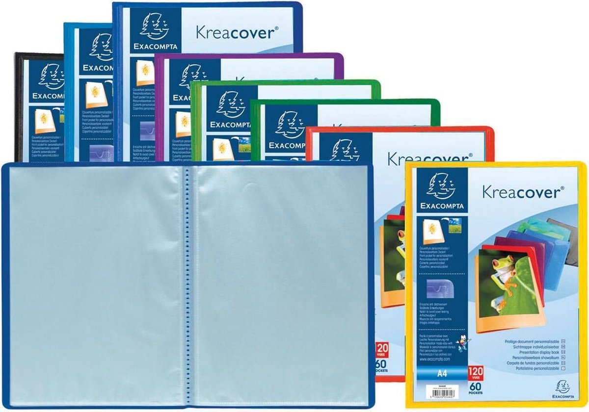 Exacompta Kreacover® Personaliseerbare showalbums PP met vaste rug - 60 tassen - 120 zichten - A4 - Geassorteerd - 5660E