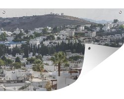 Tuindecoratie Een uitzicht over Bodrum aan de Turkse Rivièra - 60x40 cm - Tuinposter - Tuindoek - Buitenposter