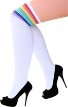 Lange sokken wit regenboog strepen - 36-41 - witte kniekousen kousen  sportsokken... | bol.com