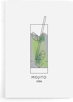 Walljar - Mojito Cocktail - Muurdecoratie - Poster met lijst