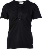 Dames shirt zwart met knopen en plooitjes | Maat XL