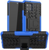 Samsung Galaxy A42 Hoesje Hybride Back Cover met Kickstand Blauw