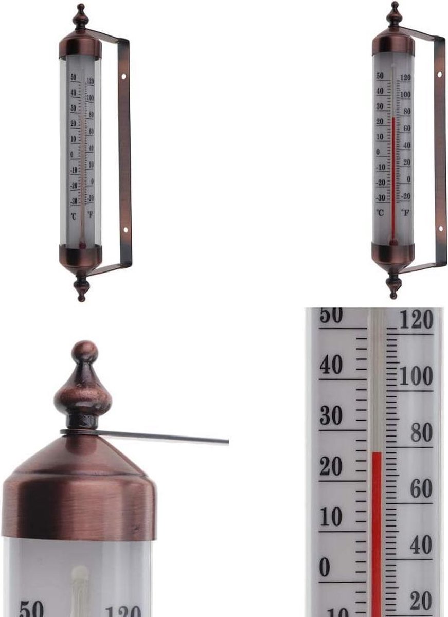 Thermomètre extérieur - ZINAPS Thermomètre Plein air avec design effet  bronze