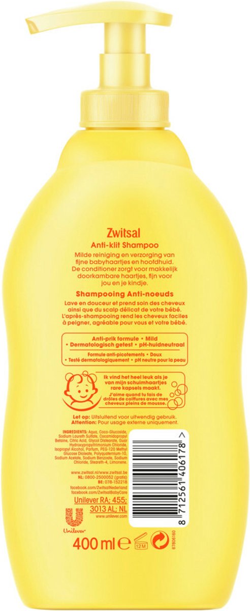 Zwitsal Anti-Klit Shampoo - 6 x 400 ml - Baby - voordeelverpakking van Zwitsal — afbeelding 3