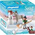 Playmobil Spirit speelgoeddoos met sneeuwpop, ezel en figuur. Met sneeuwballen.