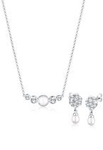 Set de Bijoux femme Elli PREMIUM pour femme classique avec perle d'eau douce et cristaux en Argent sterling 925