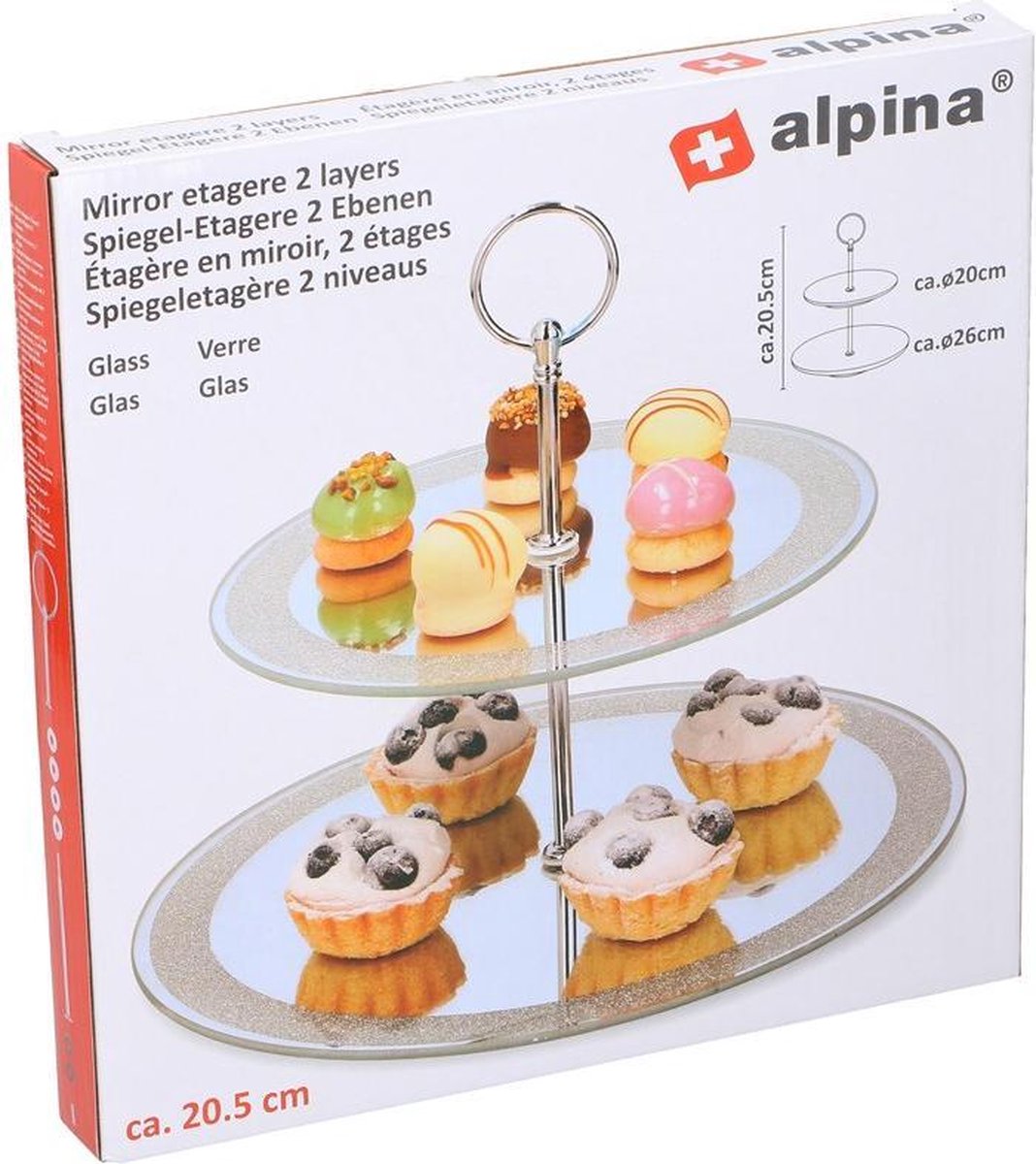 Alpina Etagère 2-laags Glas Gespiegeld