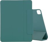 Voor iPad Pro 12,9 inch (2020) Horizontale flip Ultradunne dubbelzijdige clip Actieve gesp Magnetische PU-lederen tas met drie-vouwbare houder & slaap- / wekfunctie (groen)