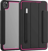 Voor iPad Pro 11 (2020) / (2018) Acryl + TPU horizontaal Flip Smart Leather Case met drie-vouwbare houder & Pen-sleuf & Wake-up / Sleep-functie (Rose Red + Black)