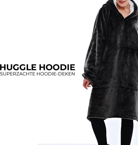 Hoodie Deken Zwart Premium - Huggle Hoodie - Deken Met Mouwen - Hoodie  Blanket -... | bol.com