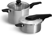 Springlane Roestvrijstalen Snelkookpan - Inductie - Pressure Cooker - Set 2-delig